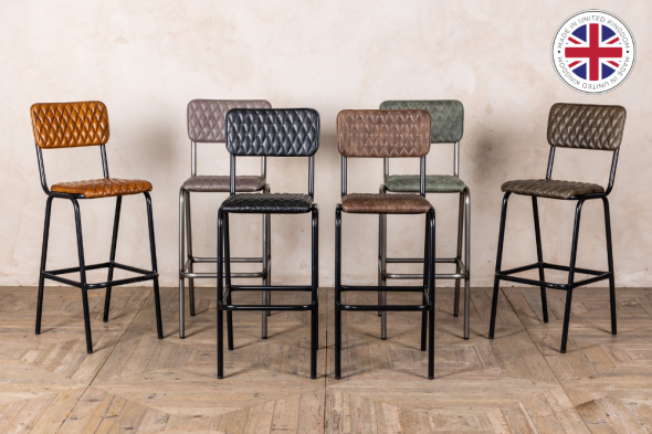 Princeton Quilted Leather Bar Stools